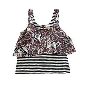 Anthropologie Meadow Rue Black White Pink Sleeveless Tank Blouse Size S